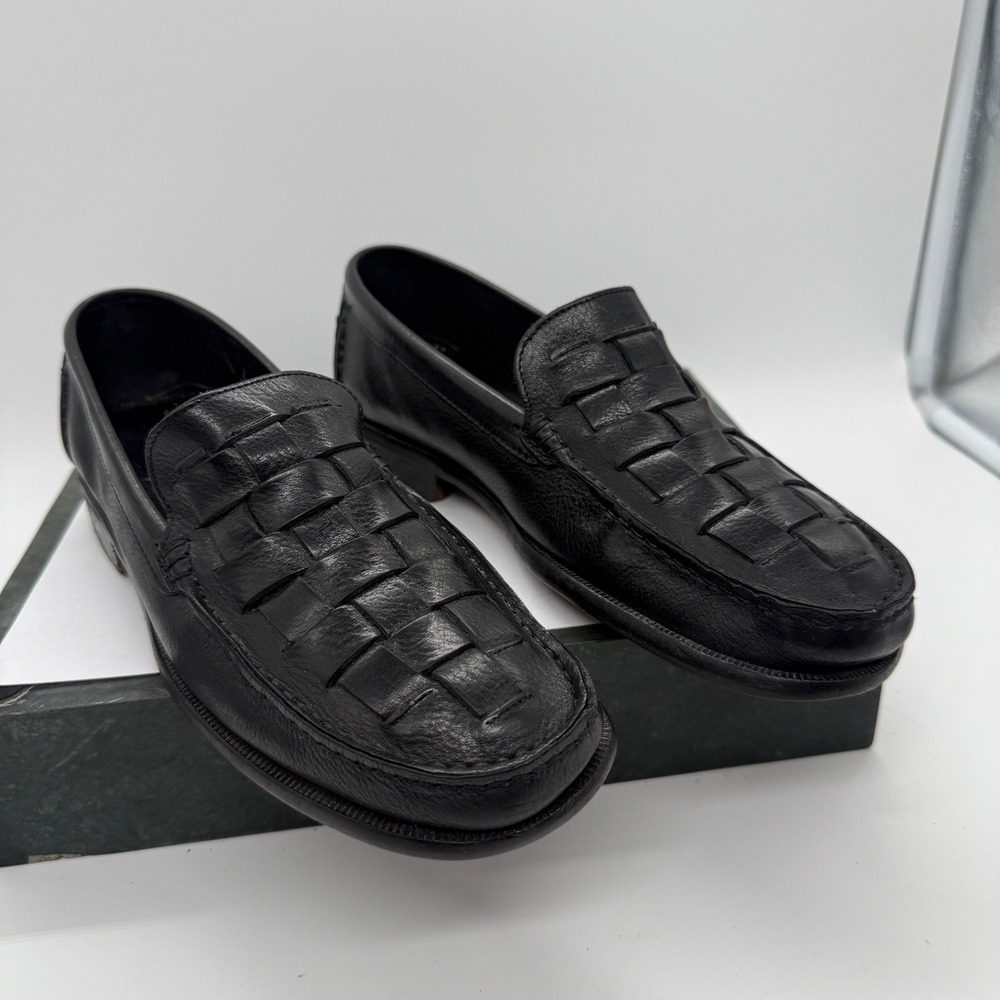 Cole Haan Resort Loafers Mens 7 M Black Leather Woven Made in Italy Slip On